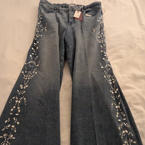 Dolly Joleans Crystal Wide Jeans Size 22 Plus